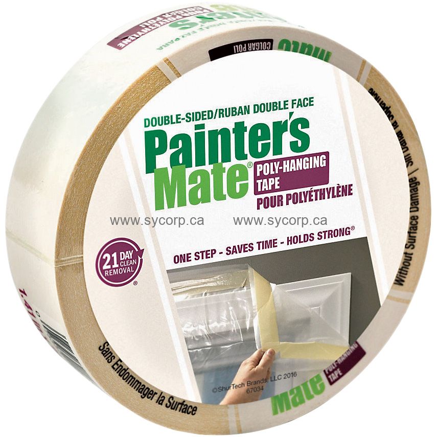 Shurtape 104658 Painter's Mate Double Sided Poly-Hanging Tape, 36mm x  22.8m, White, Roll (104658)
