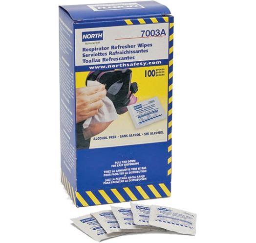North 7003A Respirator Wipes Alcohol-free, (box of 100)