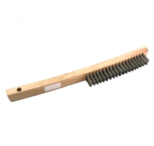 Wire Brush,4x19 rows with Curved 14inch Wooden Handle