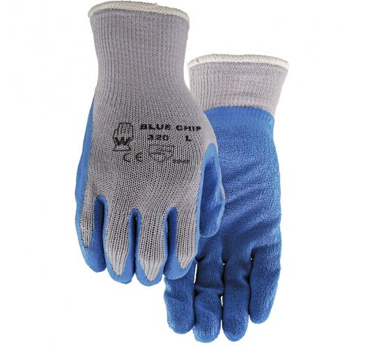 320-L Blue Chip 320 Rubber Coated poly/cotton gloves, (pack 6 pairs) - L